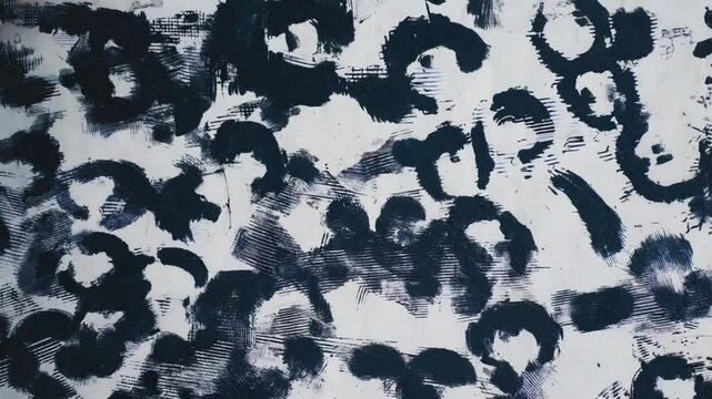 Black acrylic brush strokes abstract shapes white paper, video stutters, glitches, pixelates static. strokes, human faces briefly flicker paper seems to scream noise-distorted audio cues