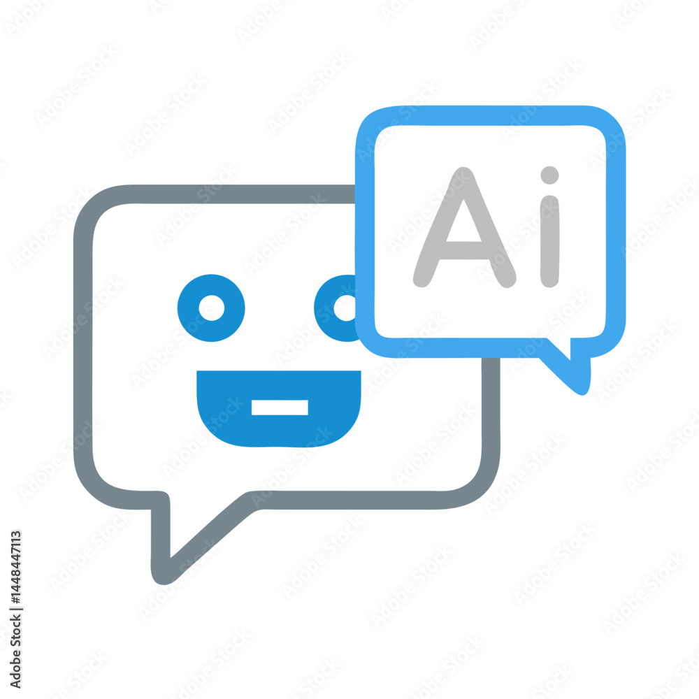 Aufkleber Speech Bubble with Robot Face Icon Representing AI Chatbot Communication