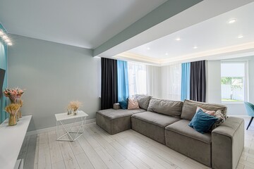 standard interior apartment. living room with sofa