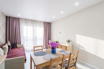 standard interior apartment. living room with sofa