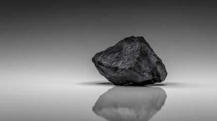 Naklejka premium Single Dark Grey Rock Stone Isolated on White Background