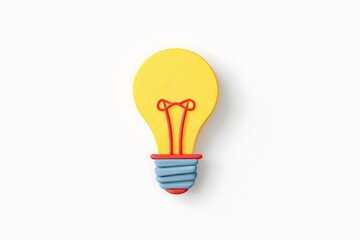 3D idea bulb symbol in whimsical storybook style on white background