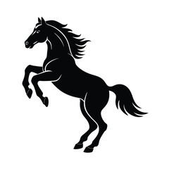 jumping horse front legs lifted vectot silhouette
