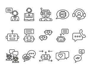 Chatbot icon set showcasing modern communication
