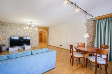 standard interior apartment. living room with sofa