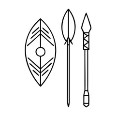tribal spear and shield icon, tribal spear and shield vector illustration-simple illustration of tribal spear and shield, perfect for tribal spear and shield logos and icons