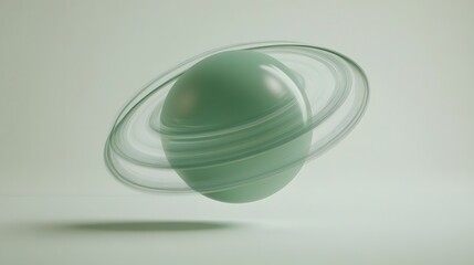 Abstract Green Sphere with Rings Futuristic 3D Render