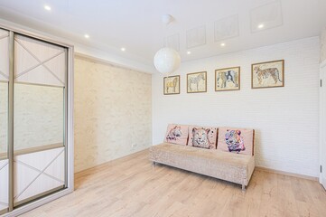 standard interior apartment. living room with sofa