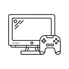 tv with a game console icon, tv with a game console vector illustration-simple illustration of tv with a game console, perfect for tv with a game console logos and icons