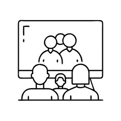 tv with family gathered around icon