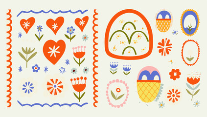trendy floral icon illustration set  vintage style (1).eps