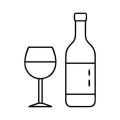 wine bottle and glass icon, wine bottle and glass vector illustration-simple illustration of wine bottle and glass, perfect for wine bottle and glass logos and icons