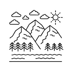 alpine lake icon, alpine lake vector illustration-simple illustration of alpine lake, perfect for alpine lake logos and icons