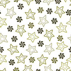 Floral seamless pattern. Flowery surface design of stylized flowers and stars