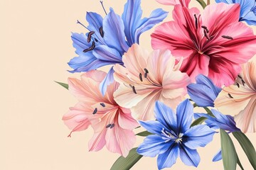 Obraz premium Delicate floral arrangement in pastel hues.