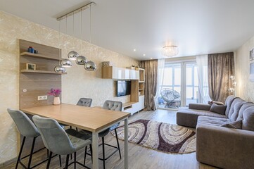 standard interior apartment. living room with sofa