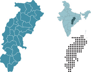 Obraz premium Set maps of Chhattisgarh state