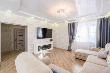 standard interior apartment. living room with sofa