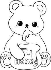 Bear with Honey Pot Outline