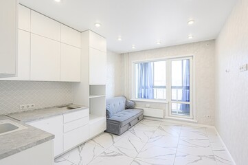 standard interior apartment. living room with sofa