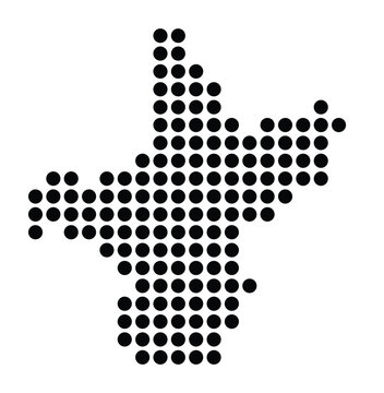Symbol Map Of the City Backnang (Germany) showing the city with a pattern of just a few black dots