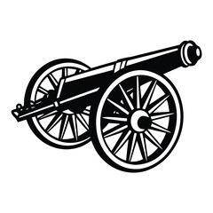 Fototapeta premium Old cannon silhouette Vector illustration
