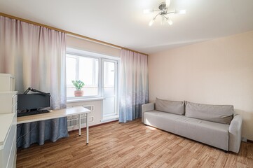 standard interior apartment. living room with sofa