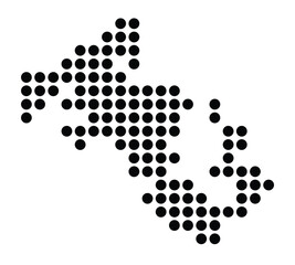 Symbol Map Of the City Bühl (Germany) showing the city with a pattern of just a few black dots