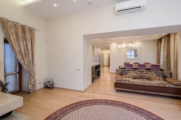standard interior apartment. living room with sofa