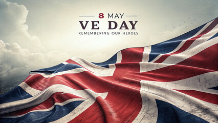  VE Day 8 May Remembrance Design with UK Flag Victory in Europe Tribute Generative AI