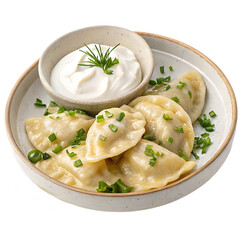 dumplings with mushrooms isolated on transparent background