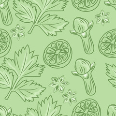 seamless pattern spices celery leaves