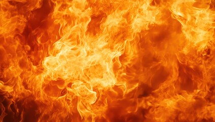 Fiery Inferno: A Blaze of Orange and Yellow Flames