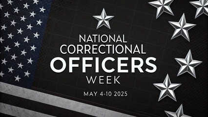Fototapeta na wymiar National Correctional Officers Week 2025 USA Flag Background with Bold Text Generative AI