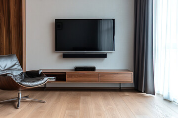 Modern Living Room Interior Design Flat Screen TV and Stylish Furniture