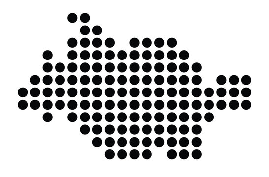 Symbol Map Of the City Overath (Germany) showing the city with a pattern of just a few black dots