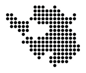 Symbol Map Of the City Rottenburg am Neckar (Germany) showing the city with a pattern of just a few black dots