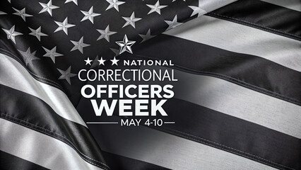 Fototapeta na wymiar National Correctional Officers Week 2025 USA Flag Background with Bold Text Generative AI