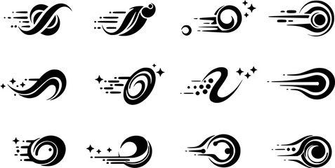 12 Abstract Speed Swirl Comet and Galaxy Logo Designs