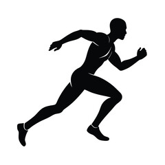 male runner mid stride forward motion silhouette