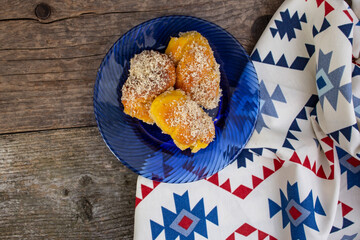 Romanian mucenici from Moldova region: figure eight shaped sweet bread, sprinkled with honey and...