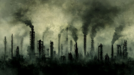 Polluted industrial cityscape