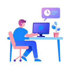 *Minimalist Blue & Pink Linear Icon &ndash; Developer Coding Late at Night on White Background*  