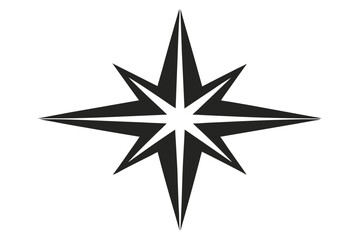Fototapeta premium Eight pointed compass star in black and white minimalist style design