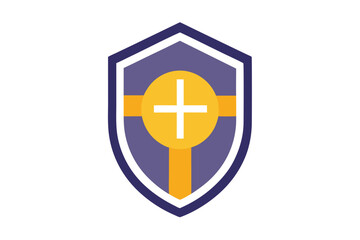 Obraz premium A stylized shield with a Christian cross symbol in the center design