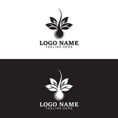 Elegant Hair Growth Logo with Leaf and Droplet Elements