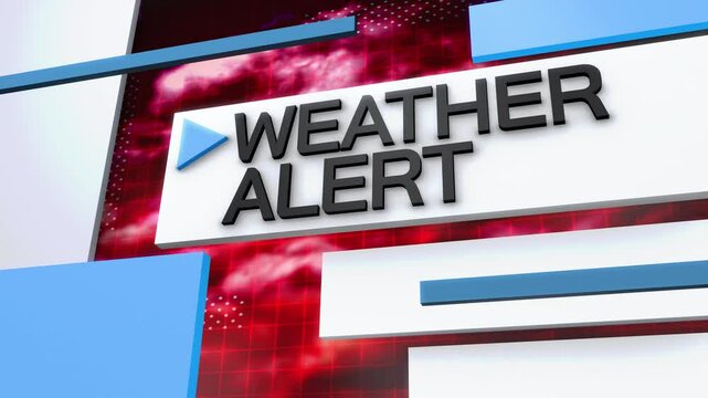 Dynamic "Weather Alert" animation with green screen transition, ideal for news intros, urgent alerts, or live TV broadcasts. High-energy newsroom graphic.  	