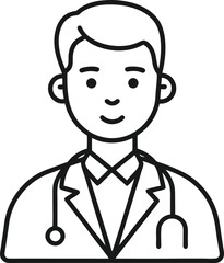 male doctor outline vector illustration on white background