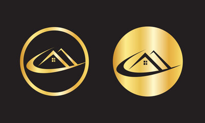 Luxury Golden Real Estate Logo Design – Premium House Icon