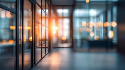 Office interior action corporate building image content modern environment blurred viewpoint concept